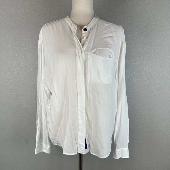 North Sails Womens Lightweight Button Up Blouse Top Sz Medium White Long Sleeve - Picture 1 of 11